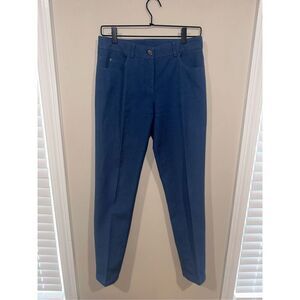 Akris Cotton Silk Double Face Pants Womens Blue 4